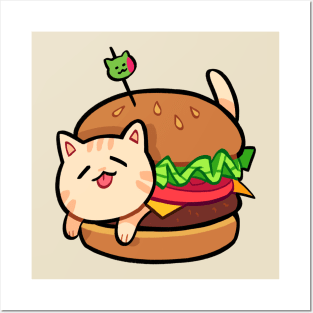 burger cat Posters and Art